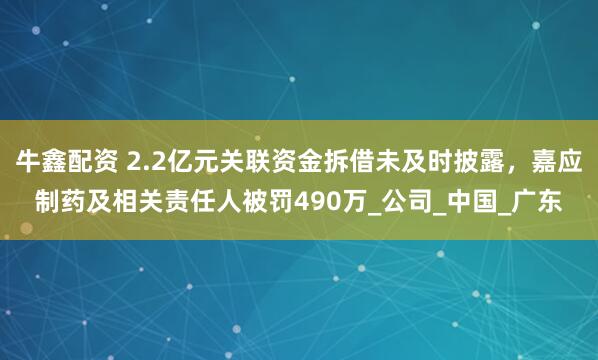 牛鑫配资 2.2亿元关联资金拆借未及时披露，嘉应制药及相关责任人被罚490万_公司_中国_广东